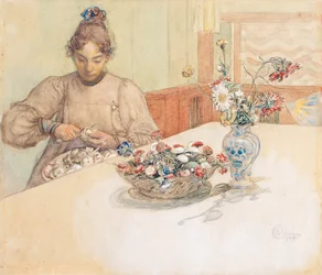 Karin schält Äpfel